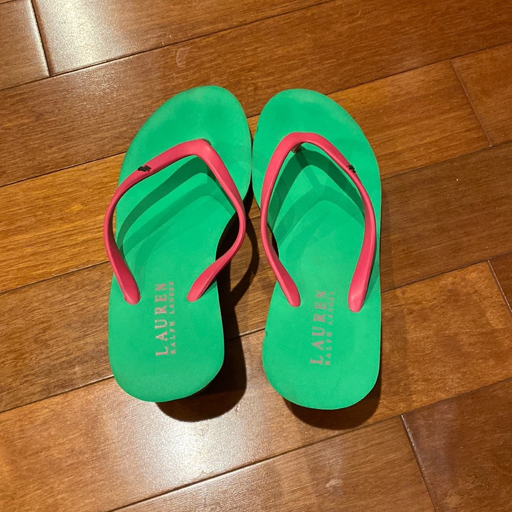 Lauren Ralph Green and Pink High Heel Sandals